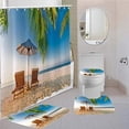 thumbnail image 1 of FMSHPON Sunset Sunrise 4 Piece Bathroom Set Shower Curtain Bath Rug Contour Mat and Toilet Lid Cover, 1 of 8