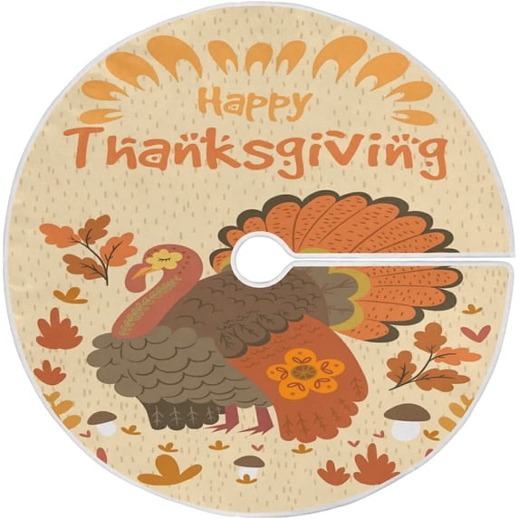 FMSHPON Thanksgiving Turkey Autumn Leaves Xmas Christmas Tree Skirt Stand Mat for Holiday Party Decoration Indoor Outdoor 48 inches