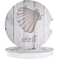thumbnail image 1 of FMSHPON Theme Shell Retro Wood Grain Set of 6 Car Coaster for Drinks, Absorbent Ceramic Stone Coasters Cup Mat with Cork Base for Home Kitchen Room Coffee Table Bar Decor, 1 of 5