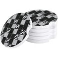 thumbnail image 1 of FMSHPON Traditional Waves Geometry Pattern Black Set of 4 Car Coaster for Drinks, Absorbent Ceramic Stone Coasters Cup Mat with Cork Base for Home Kitchen Room Coffee Table Bar Decor, 1 of 5