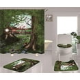 thumbnail image 1 of FMSHPON Tree House Watermark 4 Piece Bathroom Set Shower Curtain Bath Rug Contour Mat and Toilet Lid Cover, 1 of 8
