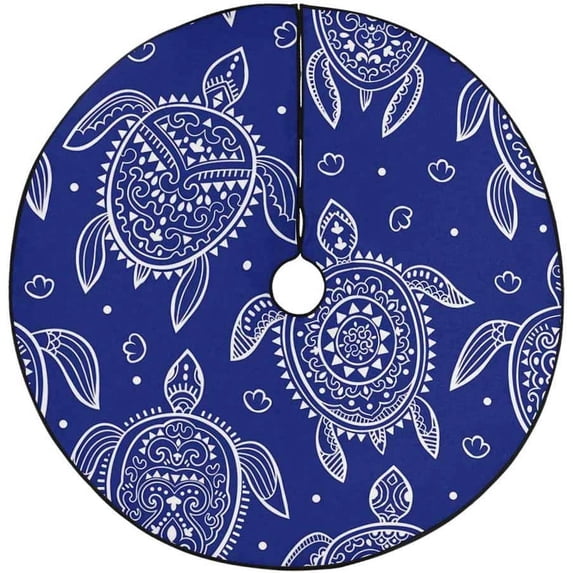 FMSHPON Tribal Turtle Xmas Christmas Tree Skirt Stand Mat for Holiday Party Decoration Indoor Outdoor 36 inches