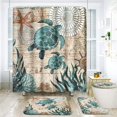 thumbnail image 1 of FMSHPON Two Blue Turtle Beach Ocean Beautiful 4 Piece Bathroom Set Shower Curtain Bath Rug Contour Mat and Toilet Lid Cover, 1 of 8