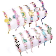 12 Pieces Friendship Bracelets for Girls, for Parties Adjustable Braided Unicorn Butterfly Mermaid Bracelets for Birthday Gadget