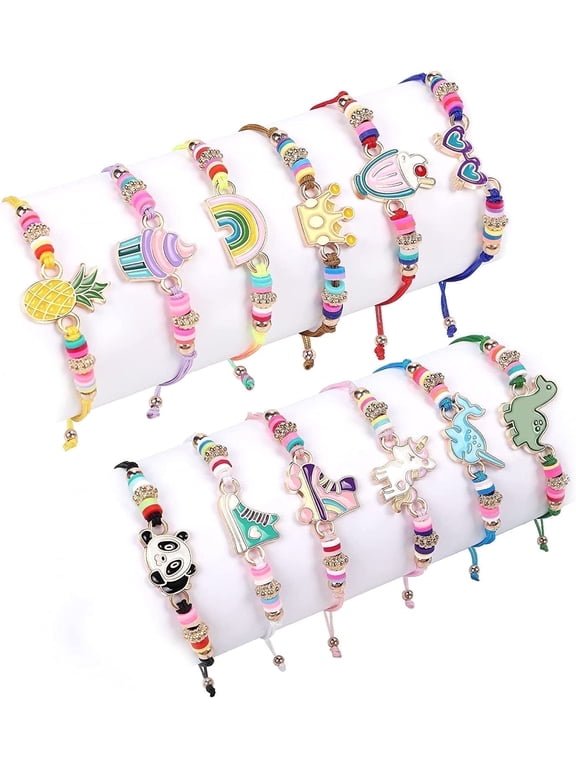 12 Pieces Friendship Bracelets for Girls, for Parties Adjustable Braided Unicorn Butterfly Mermaid Bracelets for Birthday Gadget