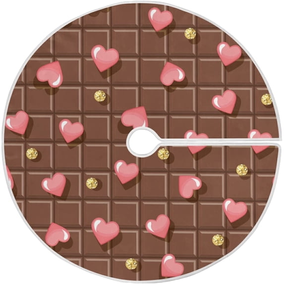 FMSHPON Valentine's Day Cute Love Heart Xmas Christmas Tree Skirt Stand Mat for Holiday Party Decoration Indoor Outdoor 36 inches