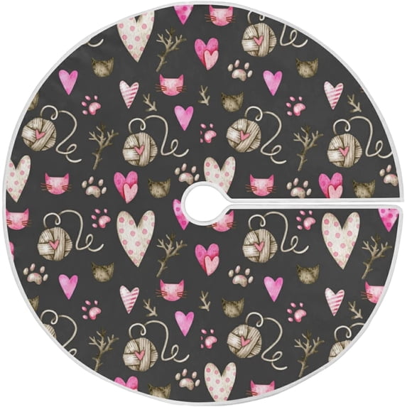 FMSHPON Valentine's Hearts Clues Xmas Christmas Tree Skirt Stand Mat for Holiday Party Decoration Indoor Outdoor 48 inches