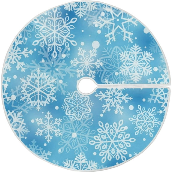 FMSHPON Various Blue White Snowflakes Xmas Christmas Tree Skirt Stand Mat for Holiday Party Decoration Indoor Outdoor 48 inches