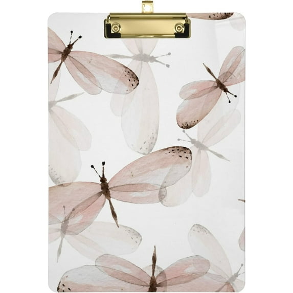 FMSHPON Vintage Butterflies Clipboard Hardboard Wood Nursing Clip Board and Pull for Standard A4 Letter 13x9 inches