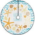 thumbnail image 1 of FMSHPON Vintage Seashell Starfish Wave Xmas Christmas Tree Skirt Stand Mat for Holiday Party Decoration Indoor Outdoor 36 inches, 1 of 3