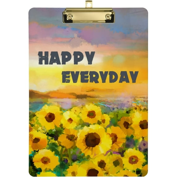 FMSHPON Vintage Yellow Sunflowers Clipboard Hardboard Wood Nursing Clip Board and Pull for Standard A4 Letter 13x9 inches