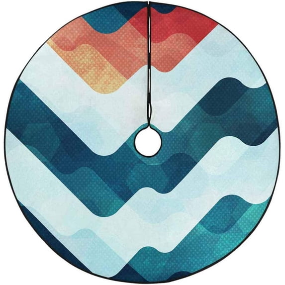 FMSHPON Water Stripe Xmas Christmas Tree Skirt Stand Mat for Holiday Party Decoration Indoor Outdoor 36 inches