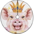 thumbnail image 1 of FMSHPON Watercolor Crown Pig Xmas Christmas Tree Skirt Stand Mat for Holiday Party Decoration Indoor Outdoor 36 inches, 1 of 3