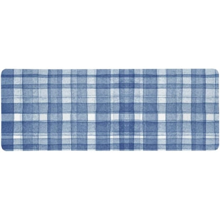 FMSHPON Watercolor Latticework Plaid, Elegant Blue Gingham Check Extra Extended Large Gaming Mouse Pad Mat Desk Pad Keyboard Mat 31.5x12 inch