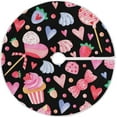 thumbnail image 1 of FMSHPON Watercolor Lollipops Strawberry Pattern Xmas Christmas Tree Skirt Stand Mat for Holiday Party Decoration Indoor Outdoor 48 inches, 1 of 6