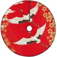 thumbnail image 1 of FMSHPON White Crane Sunrise Xmas Christmas Tree Skirt Stand Mat for Holiday Party Decoration Indoor Outdoor 48 inches, 1 of 3