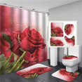 thumbnail image 1 of FMSHPON White Floral Trees Roses Simple 4 Piece Bathroom Set Shower Curtain Bath Rug Contour Mat and Toilet Lid Cover, 1 of 8