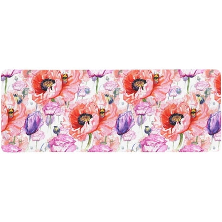 FMSHPON Wildflower Poppies Flower Floral Painting Extra Extended Large Gaming Mouse Pad Mat Desk Pad Keyboard Mat 31.5x12 inch