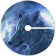 thumbnail image 1 of FMSHPON Wolf Night Xmas Christmas Tree Skirt Stand Mat for Holiday Party Decoration Indoor Outdoor 36 inches, 1 of 6