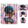 thumbnail image 1 of FMSHPON Woman 4 Piece Bathroom Set Shower Curtain Bath Rug Contour Mat and Toilet Lid Cover, 1 of 8