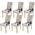 thumbnail image 1 of FMSHPON Yellow Blue Marble Pattern Stretch Chair Cover Protector Seat Slipcover for Dining Room Hotel Wedding Party Set of 6, 1 of 6