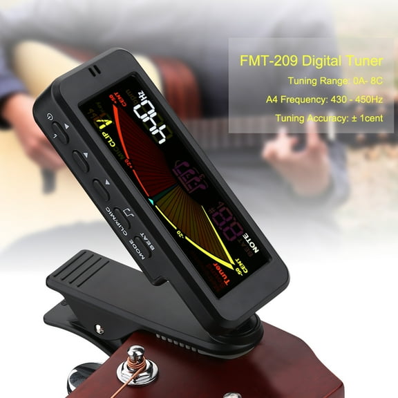 FMT-209 Digital Tuner with Clip Mount for Chromatic Guitar Bass Ukulele Violin