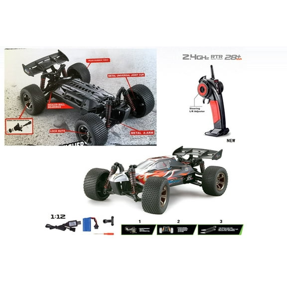 FMTStore 1/12 Scale Offroad High Speed Radio Remote Controlled Off-Road Buggy RC 2.4Ghz 2WD 20Mph+ Car Truck Buggy Crawler R/C (Color May Vary)