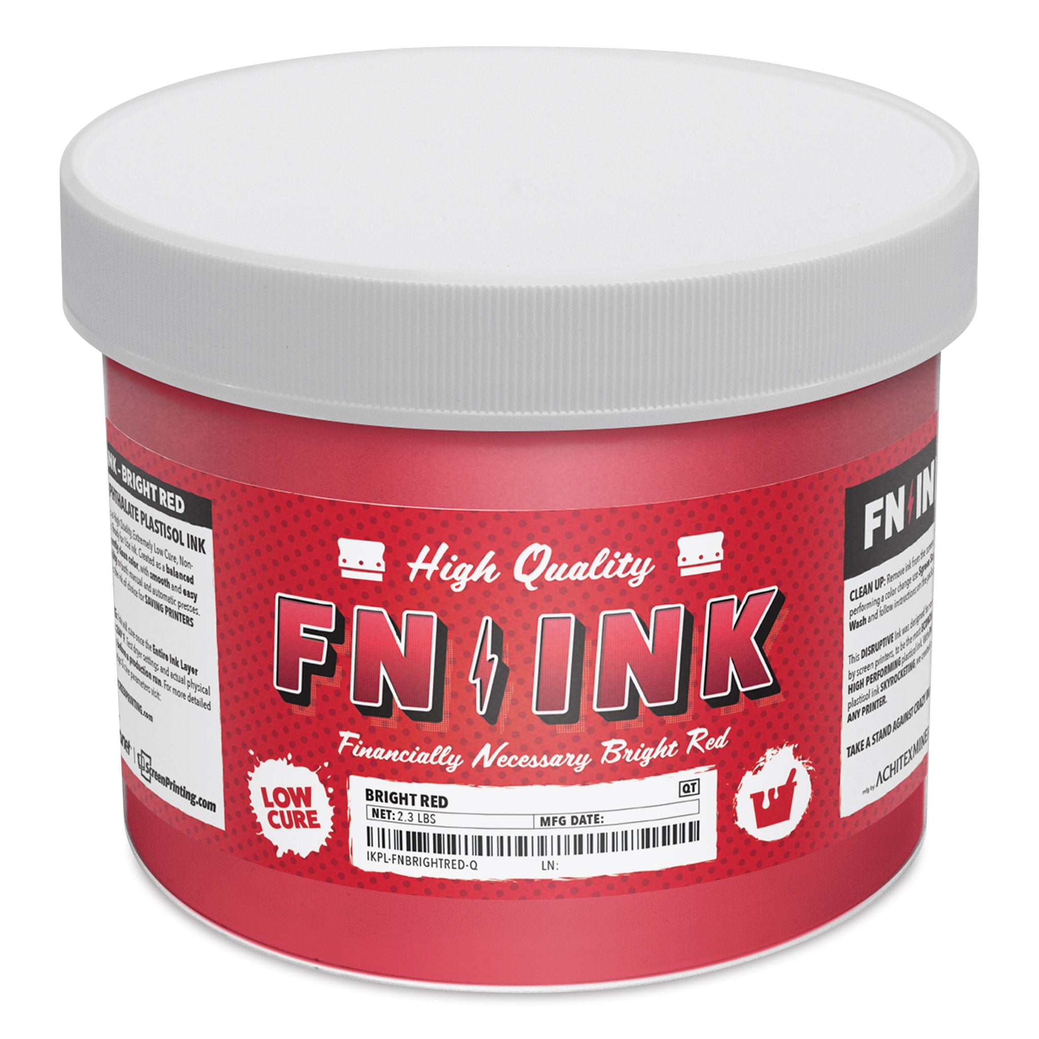 FN Ink Plastisol Screen Printing Ink Bright Red, Quart