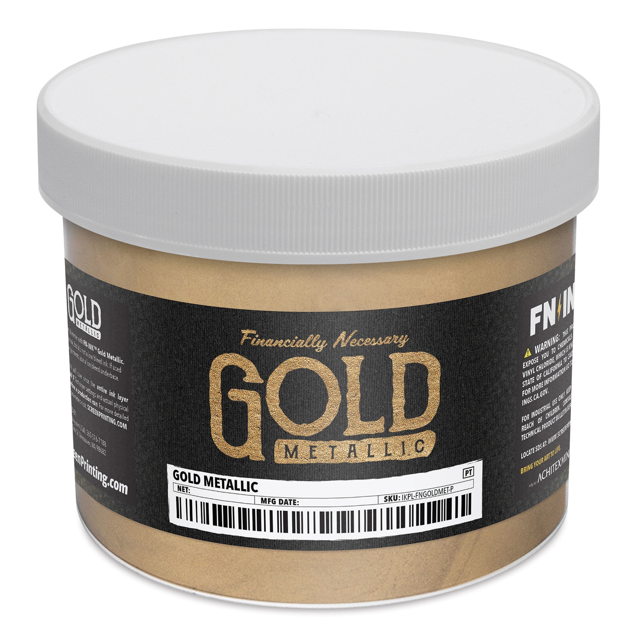 FN Ink Plastisol Screen Printing Ink Gold Metallic, Quart