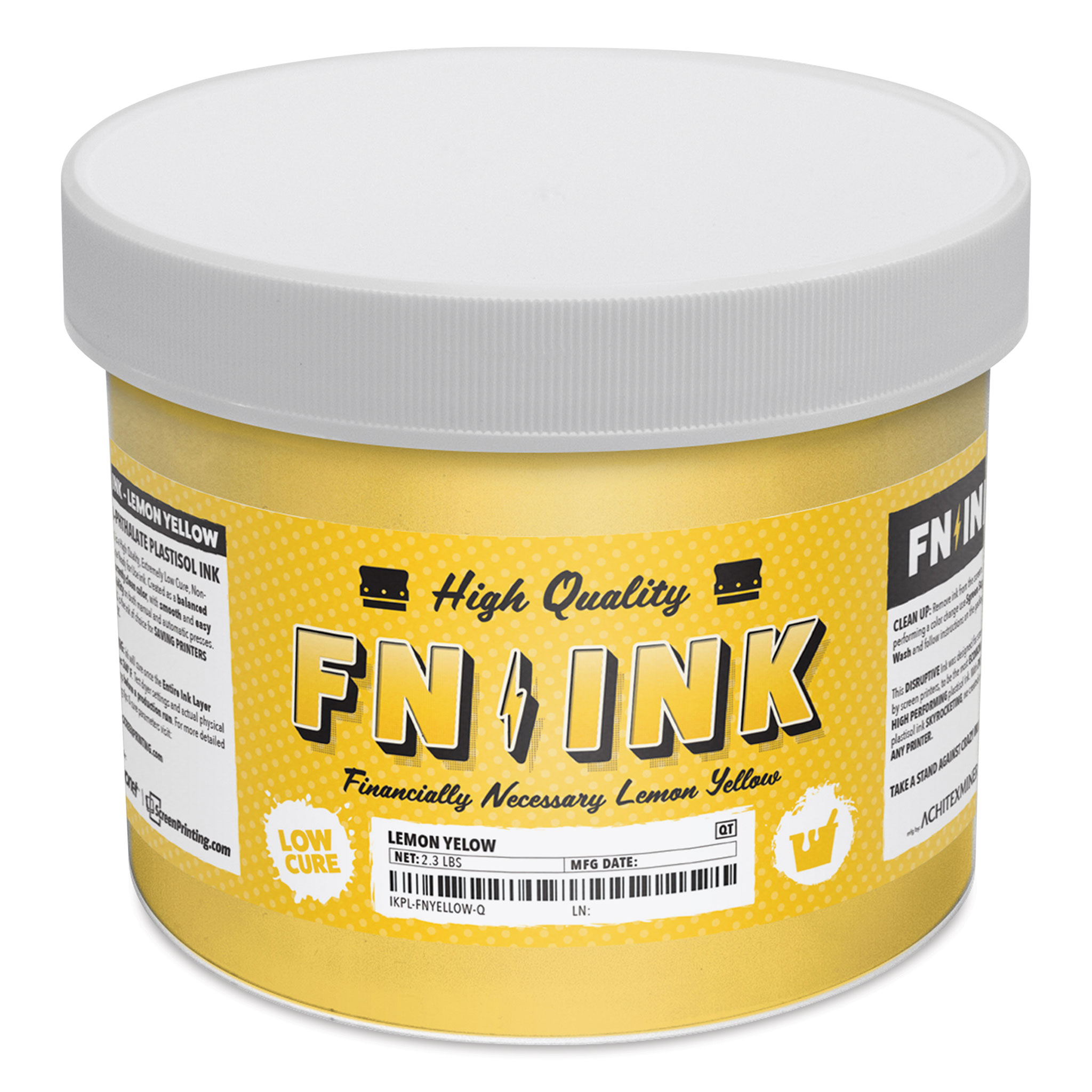 FN Ink Plastisol Screen Printing Ink Lemon Yellow, Quart