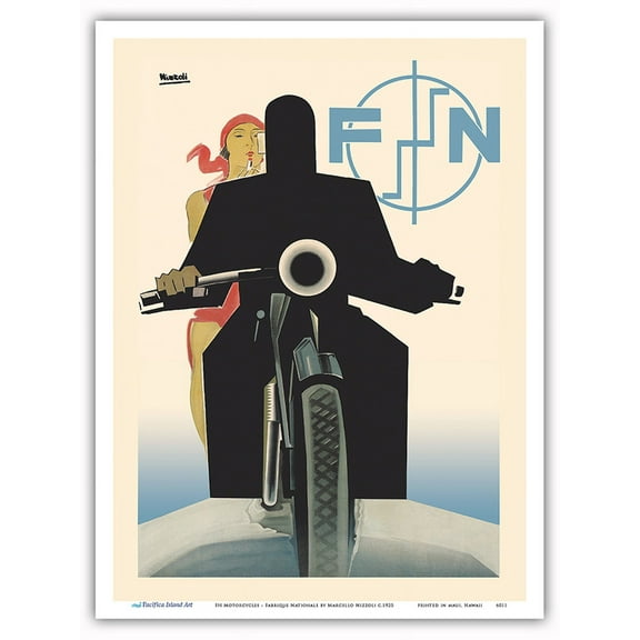 FN Motorcycles - Fabrique Nationale de Herstal - Vintage Motorcycle Poster by Marcello Nizzoli c.1925 - Master Art Print (Unframed) 9in x 12in