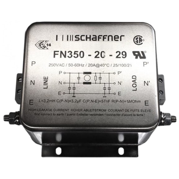 FN350-20-29 Power Line Filters, Line Filter, 250VAC 20A Chassis