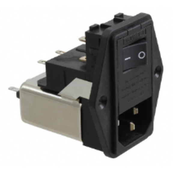 FN389-6-22 Power Entry Connector Receptacle, Male Blades - Module IEC 320-C14 Panel Mount, Flange