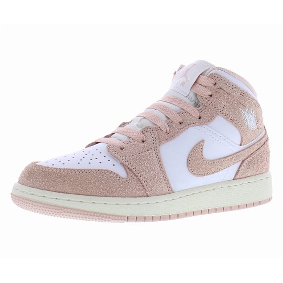 Air Jordan 1 Mid SE Big Kids' Shoes (FN7432-161, White/Sail/Legend Pink) Size 7