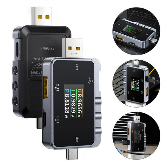 FNAC 28 USB Tester Digital Voltmeter for Accurate Mobile Charger Measurement and Fast Charging Protocol Testing