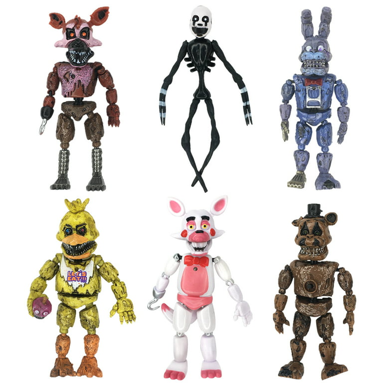 FNAF Action Figures with MOV Lightening Toy Set, FNAF Figure Funtime Freddy  Foxy Sister Location Horror Doll,Xmas Gifts Cake Toppers 