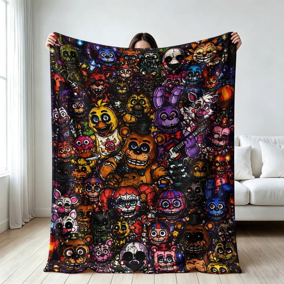 FNAF Anime blanket for son Soft Flannel Throw Blanket, Festive Gifts, gift for Birthday, Children's Day, Christmas, Halloween, Holiday, Party, Home Decor Gifts, Four Seasons Universal