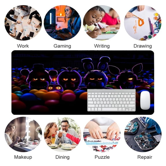 FNAF Characters in Ball Pit Mouse Pad 31.5 x 11.82 inches Rubber Desk Accessory for Office and Gaming