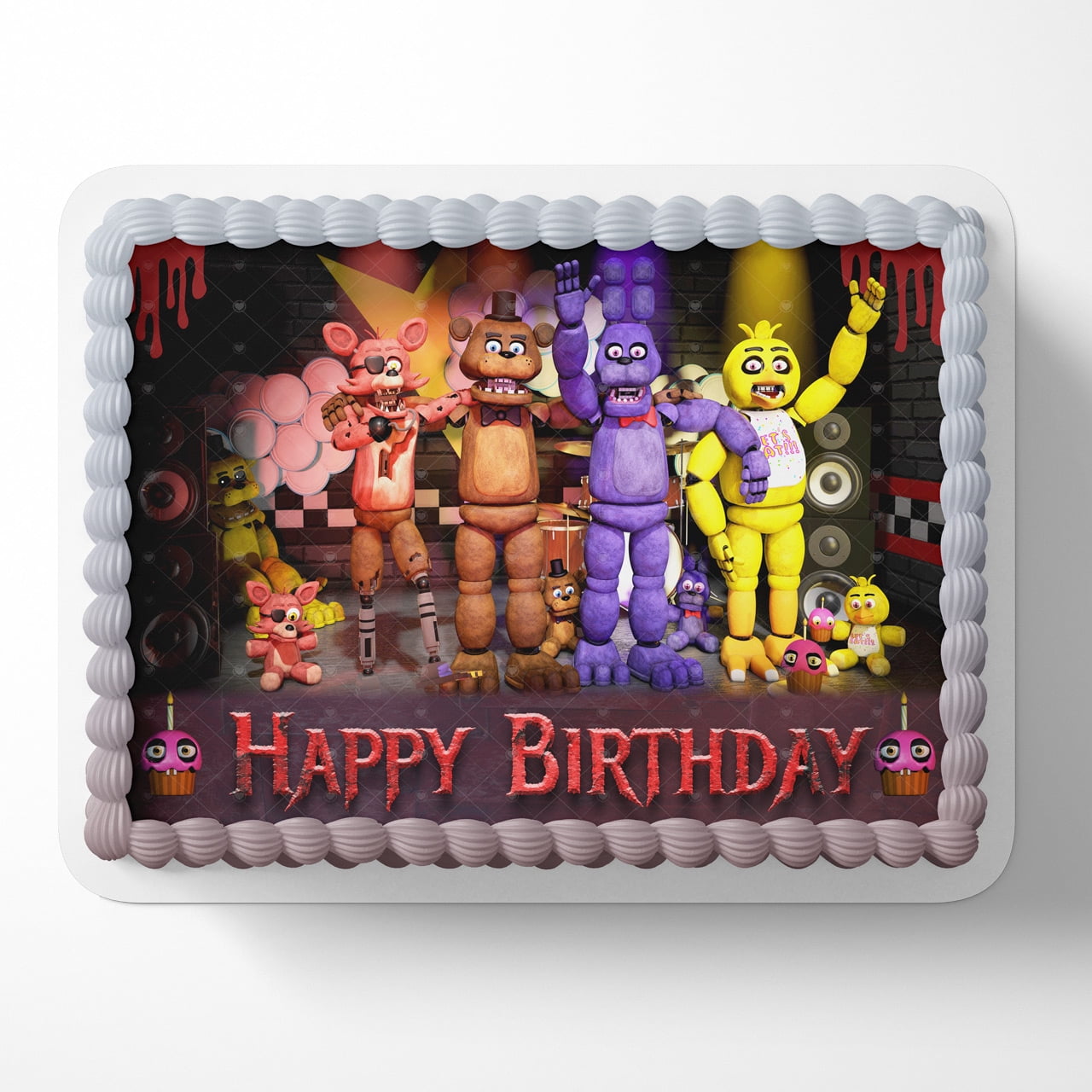 INKUTEN FNAF Five Nights at Freddy's Edible Cake Image Topper Personalized Picture 1/4 Sheet (8"x10.5")