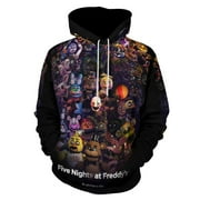 ELSXQ FNAF Five Nights at Freddy's Hoodies for Men Women 3D Print Pullover Novelty Hooded Sweatshirt Hoodies with Big Pockets S