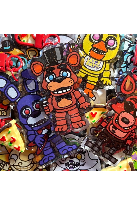 FNAF Glitter Epoxy Charms (1 keychain)