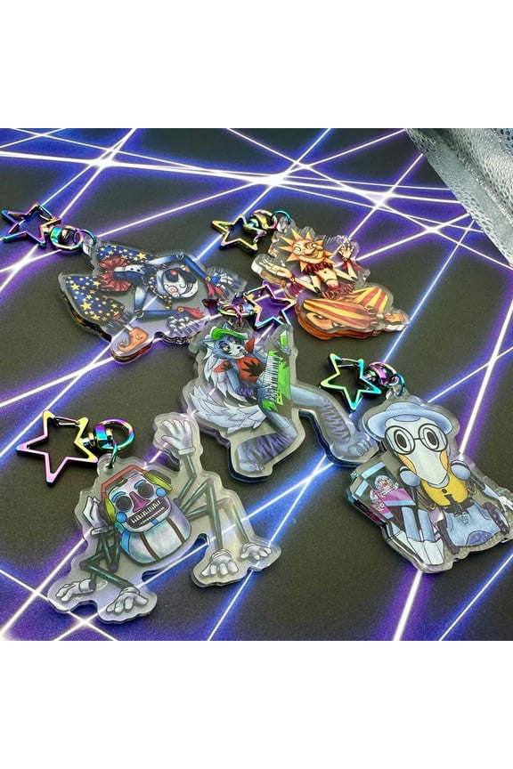 FNAF Keychains. 2.5" acrylic Keychain. map bot, sundrop, moon drop, dj music man, roxy (1 keychain)