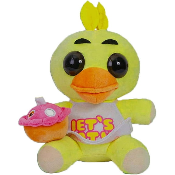 FNAF Nights Plush Toy - Chica Plushies Stuffed Animal Doll - Chica The Chicken Plush Figure Toys for Games Fan, Boys & Girls, 10 Inches