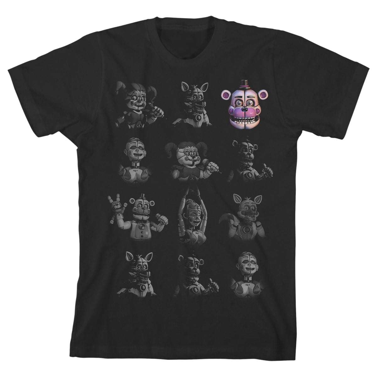 FNAF Sister Location Characters Boy's Black T-shirt-Small