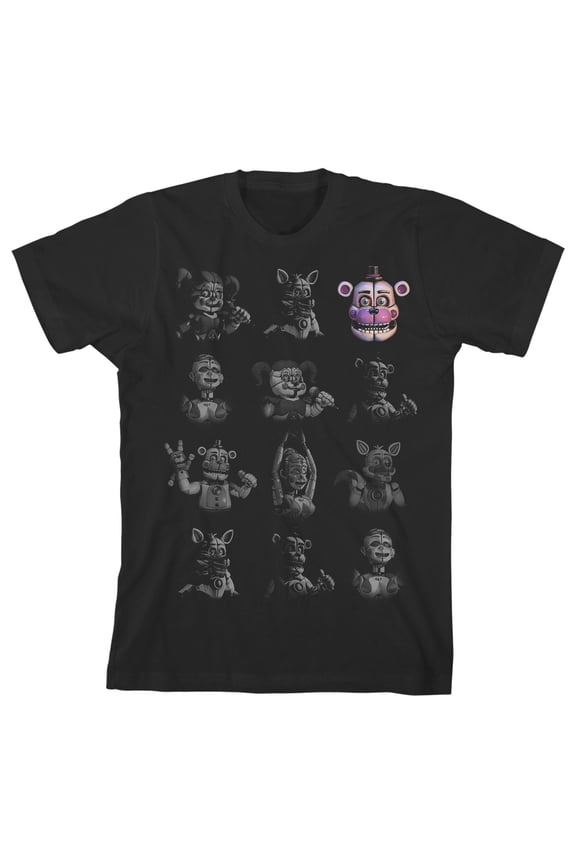 FNAF Sister Location Characters Boys Black T-shirt-Medium