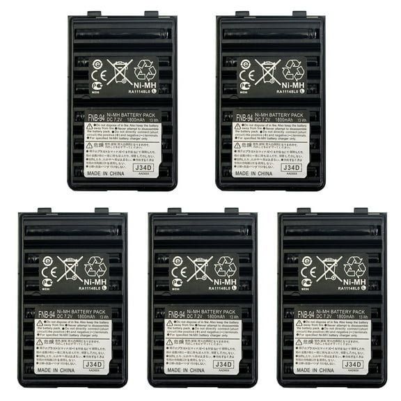 FNB-83 FNB-V94 FNB-V57 1800mAh Ni-MH Battery Compatible for Yaesu Vertex FT-60R FT60R FT-60 FT60 VX-150 VX-160 VX-170 VX-180 VXA-220 Standard Horizon HX270S HX370S HX500S HX600S Radio(5PCS)