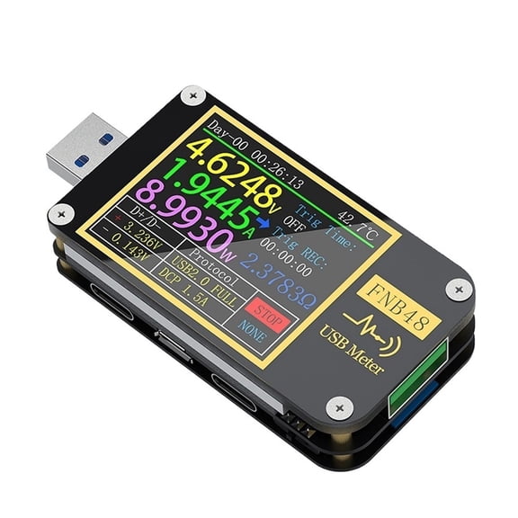 FNB58 USB Tester Digital Voltage Current Meter Type-C Multifunctional Fast Charge Testers QC/PD Voltmeter Ammeter Detector ,Easy to Operate