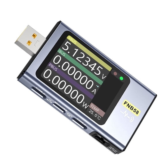 FNB58 USB Tester Digital Voltage Current Meter Type-C Multifunctional Fast Charge Testers QC/PD Voltmeter Ammeter Detector ,Easy to Operate