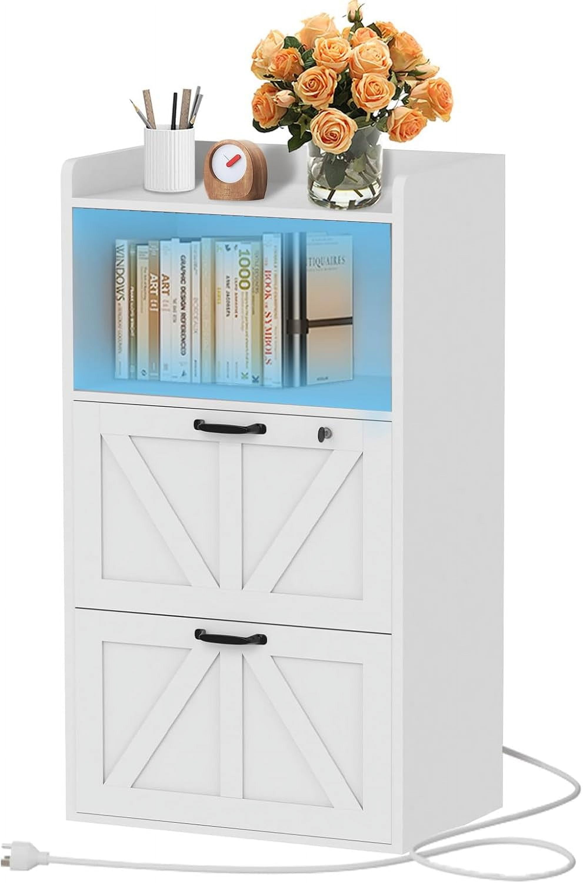 Led Open Filing Light FNCK 2 Drawer File Cabinet with Lock,Lateral Filing Cabinets with LED ...