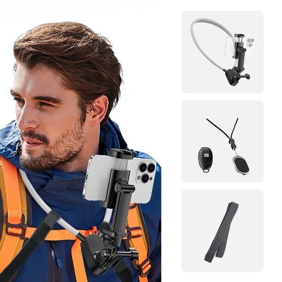 FNDEMSLA Magnetic Neck Mount Phone Holder - Adjustable POV/Vlog Chest Phone Holder with Remote Control for iPhone 17/16/15/14/13 & Android Series